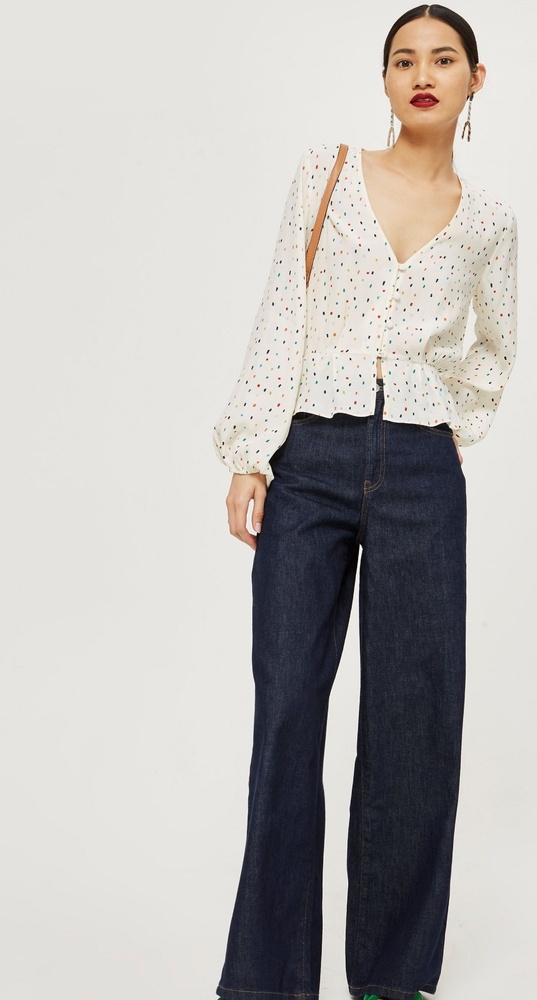 TOPSHOP sprinkles button peplum blouse